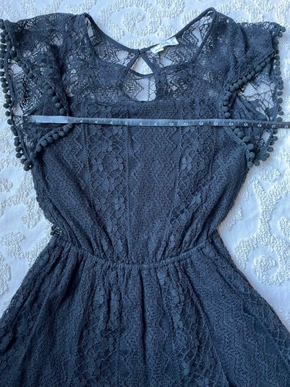 Black Lace Pom Pom rum Romper small - Picture 3 of 8